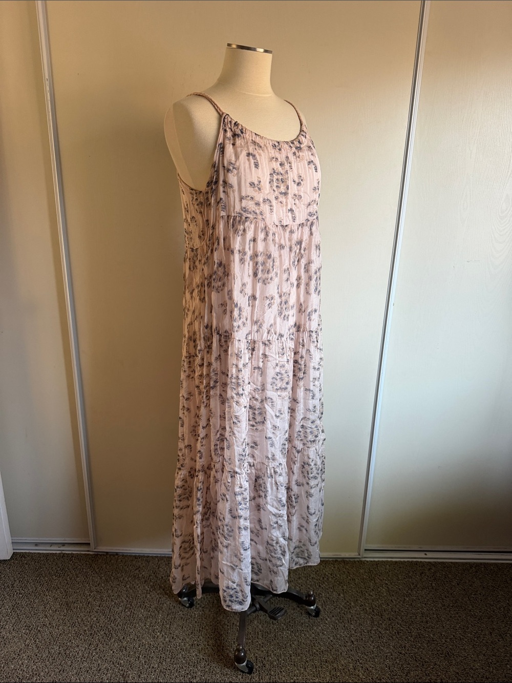 Sheer animal print maxi tiered dress